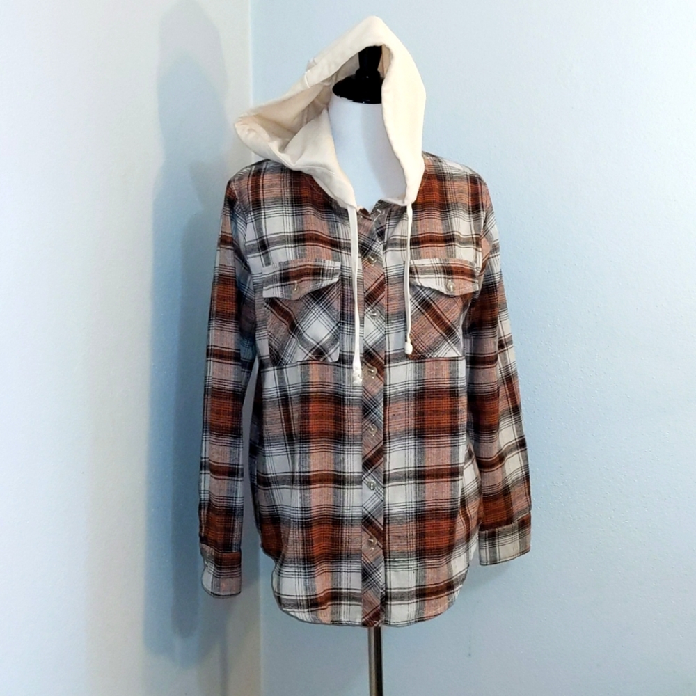 Brown Flannel with Hood Small